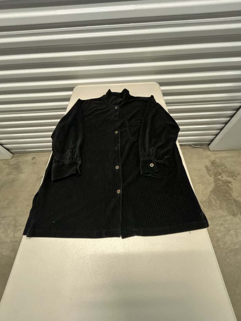 Victoria's Secret Black Corduroy Long Sleeve Button Up Shirt Tunic Top